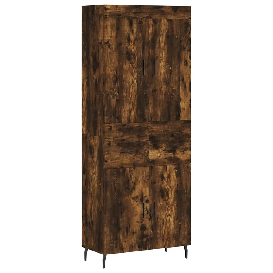 Buffet haut Chêne fumé 69,5x34x180 cm Bois d'ingénierie - 2