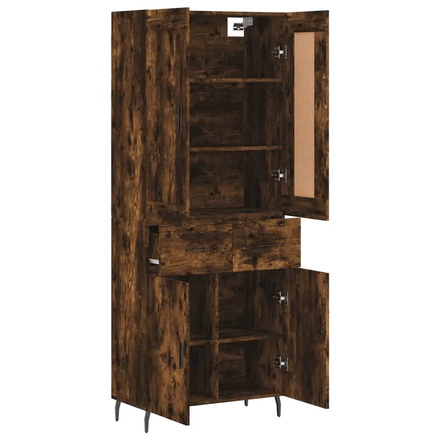 Buffet haut Chêne fumé 69,5x34x180 cm Bois d'ingénierie - 4