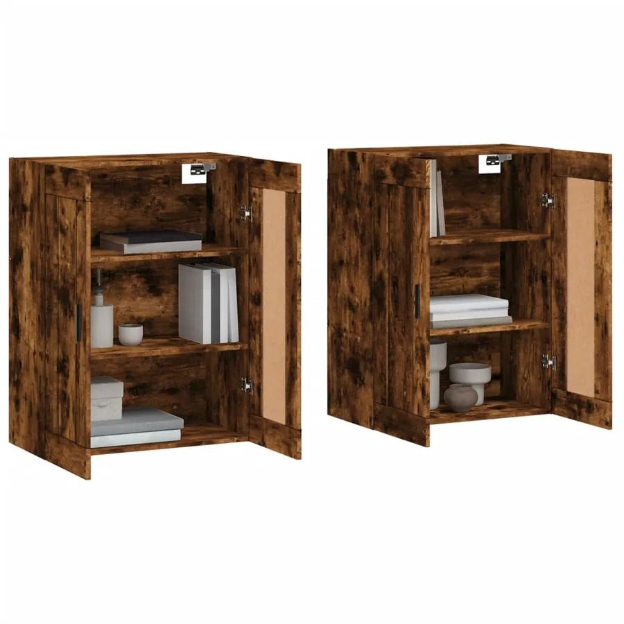 Armoires murales 2 pcs chêne fumé bois d'ingénierie - 3