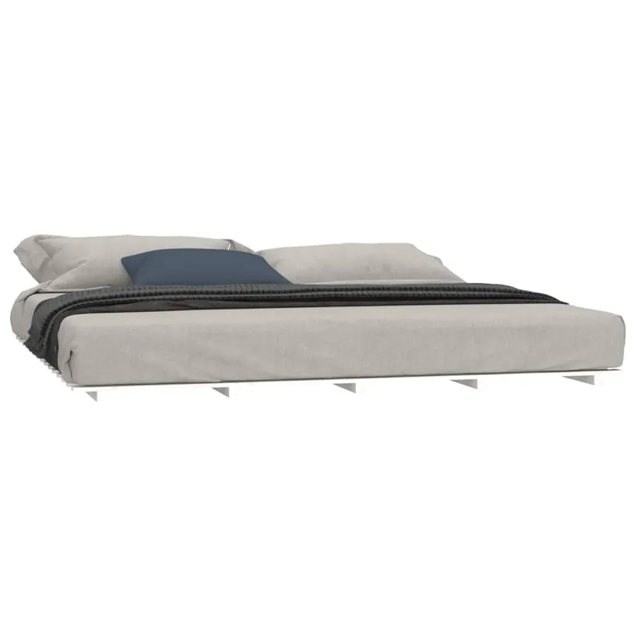 Cadre de lit sans matelas blanc 180x200 cm bois massif de pin - 3