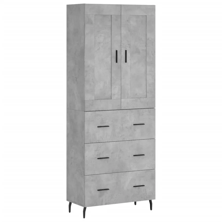 Buffet haut Gris béton 69,5x34x180 cm Bois d'ingénierie - 2