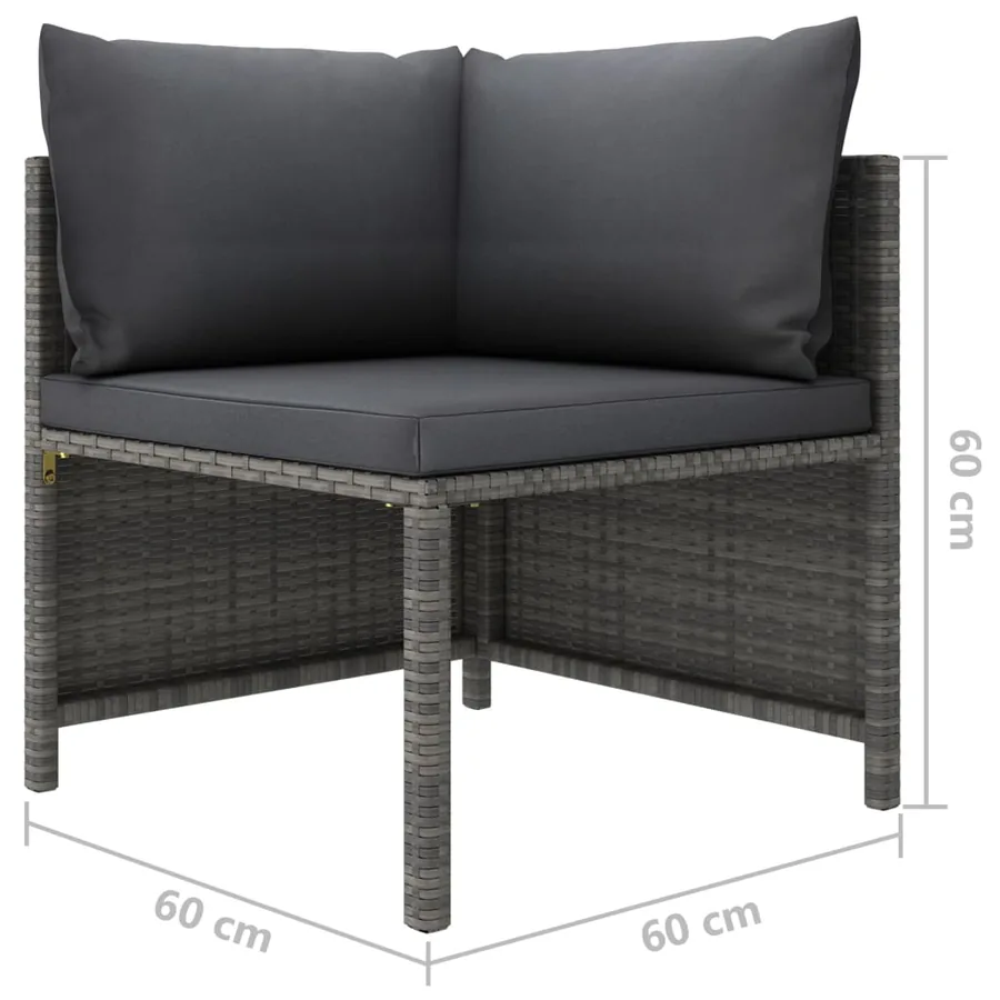 Salon de jardin 6 pcs avec coussins Résine tressée Gris - 10