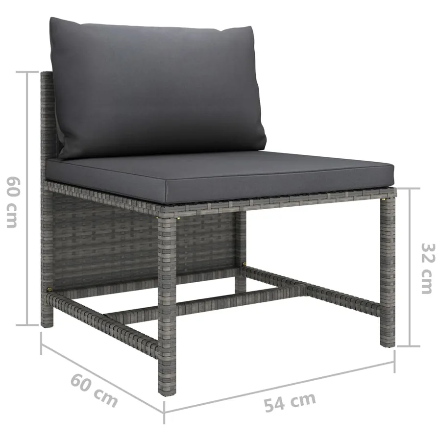 Salon de jardin 6 pcs avec coussins Résine tressée Gris - 11