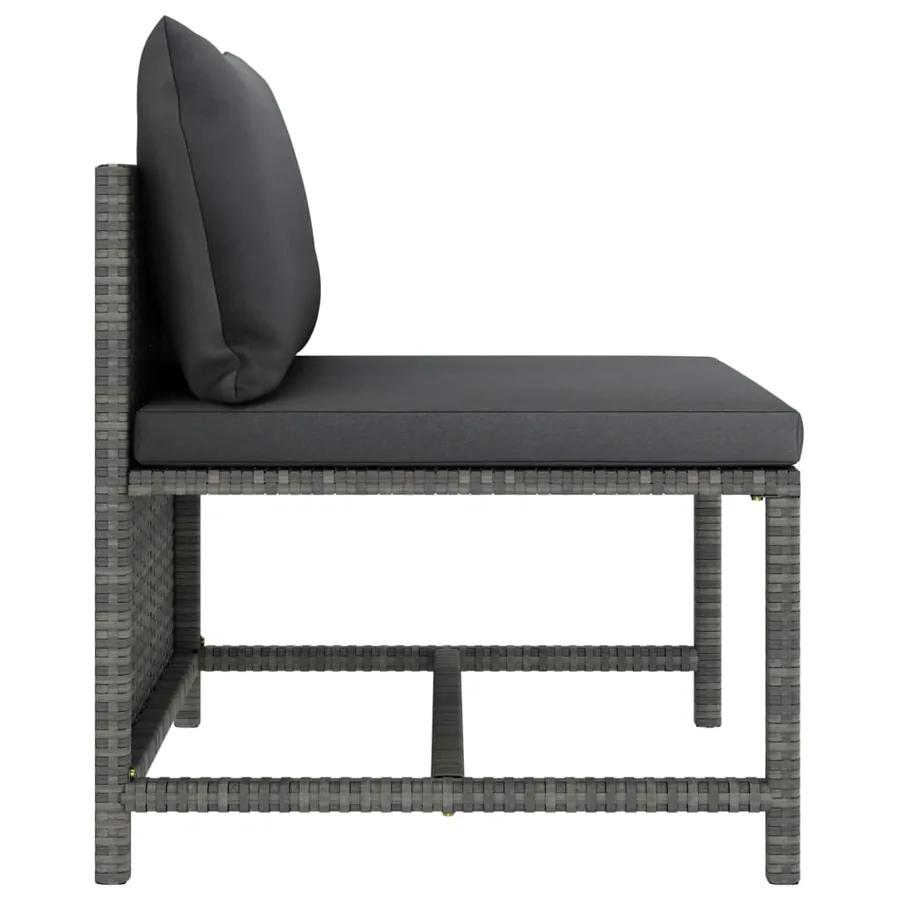 Salon de jardin 6 pcs avec coussins Résine tressée Gris - 14