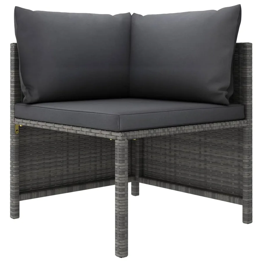 Salon de jardin 6 pcs avec coussins Résine tressée Gris - 3