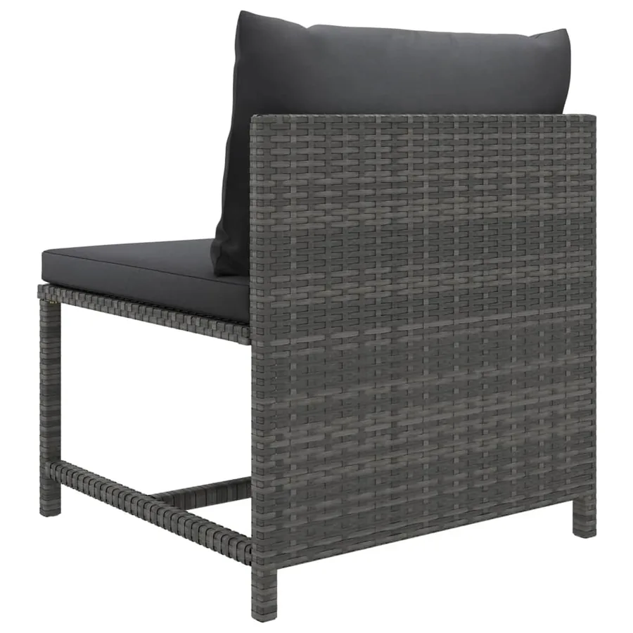 Salon de jardin 6 pcs avec coussins Résine tressée Gris - 7