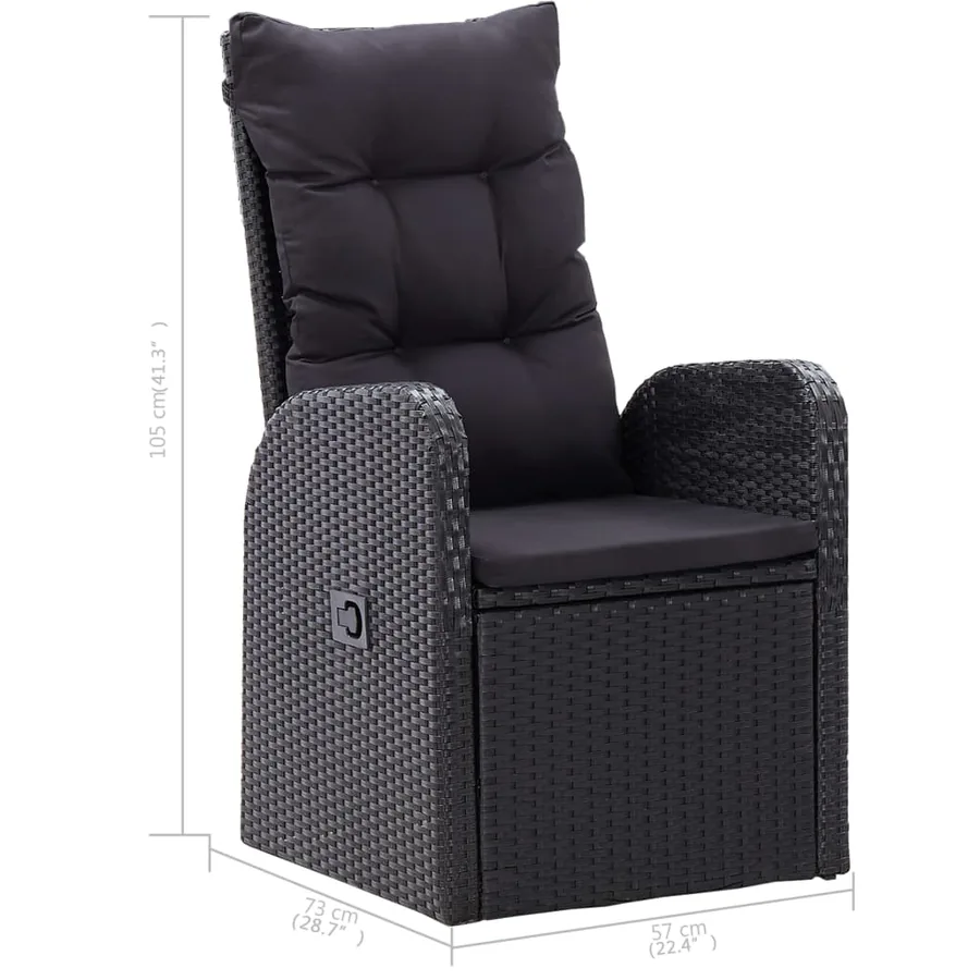 Ensemble à manger de jardin 5 pcs Noir - 12