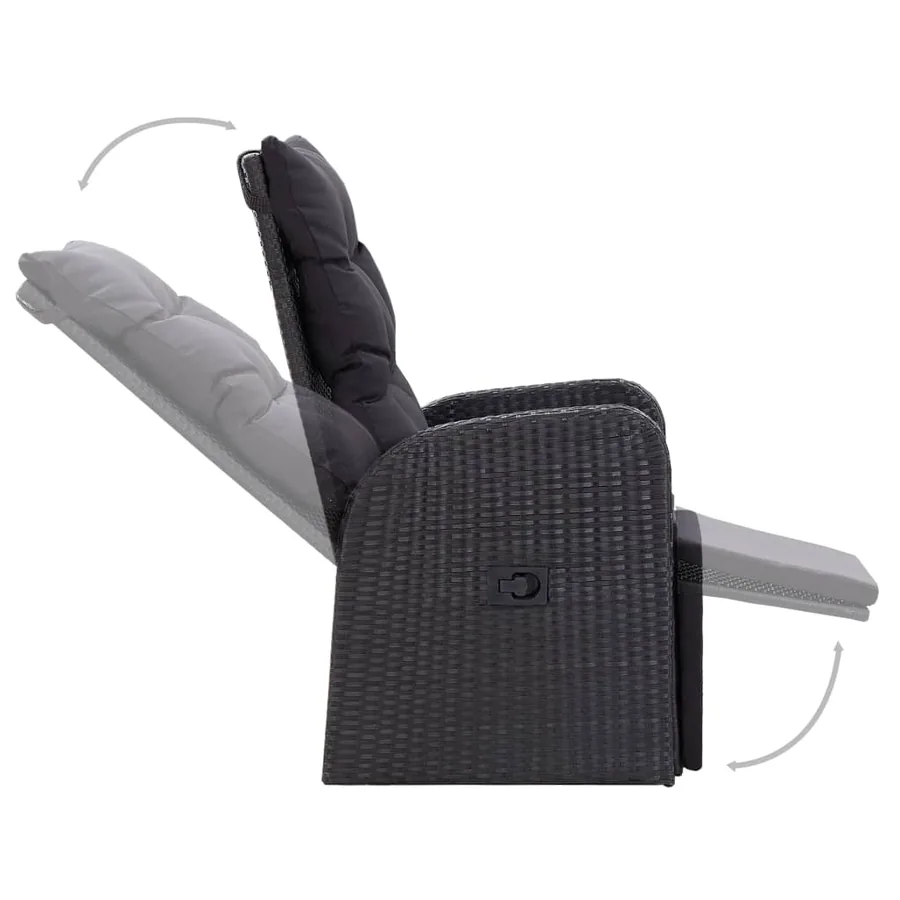 Ensemble à manger de jardin 5 pcs Noir - 7