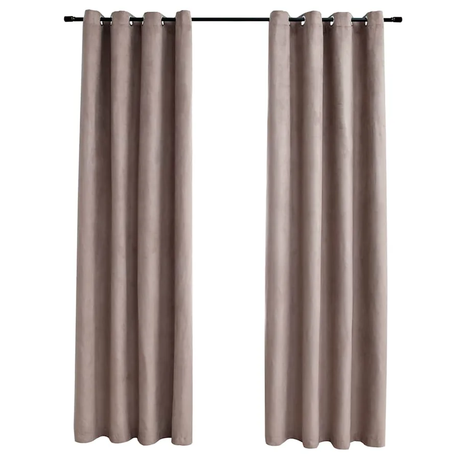 Rideaux occultants avec anneaux en métal 2 pcs Taupe 140x175 cm - 2