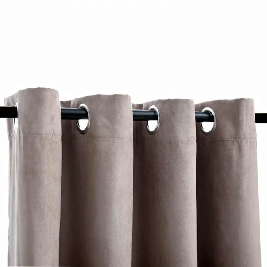 Rideaux occultants avec anneaux en métal 2 pcs Taupe 140x175 cm - 3