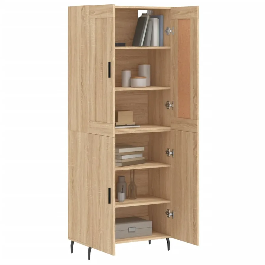 Buffet haut Chêne sonoma 69,5x34x180 cm Bois d'ingénierie - 3