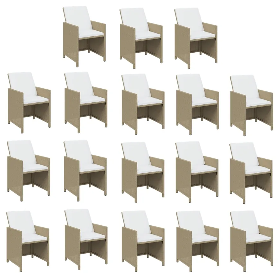Ensemble à manger de jardin coussins 19pcs Résine tressée Beige - 4