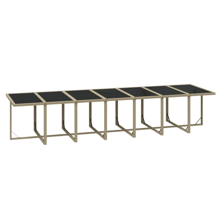 Ensemble à manger de jardin coussins 19pcs Résine tressée Beige - 7