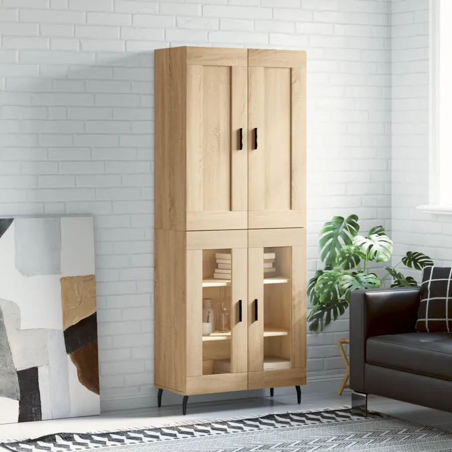 Buffet haut Chêne sonoma 69,5x34x180 cm Bois d'ingénierie