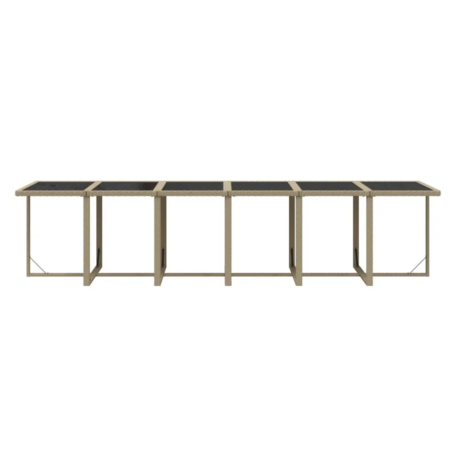Ensemble à manger de jardin coussins 17pcs Résine tressée Beige - 8