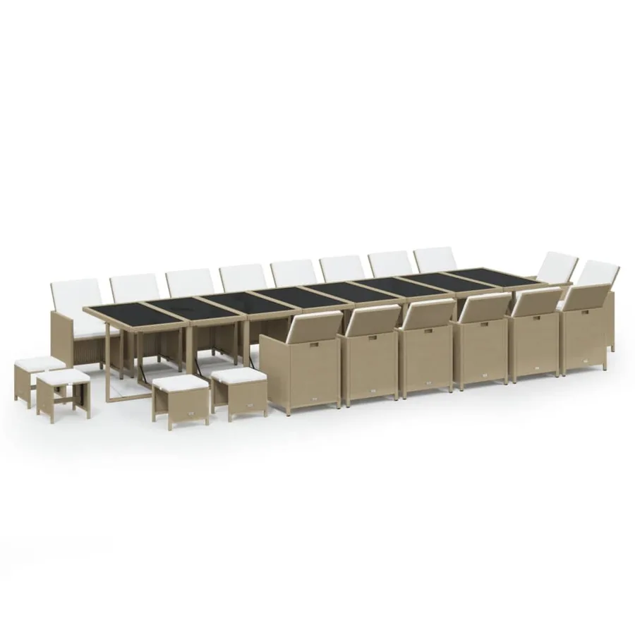 Ensemble à manger de jardin coussins 21 pcs résine tressée - 2