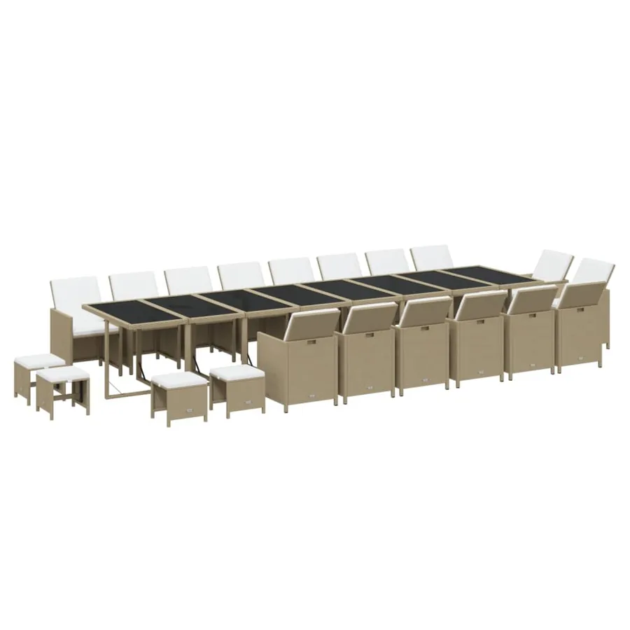 Ensemble à manger de jardin coussins 21 pcs résine tressée - 3