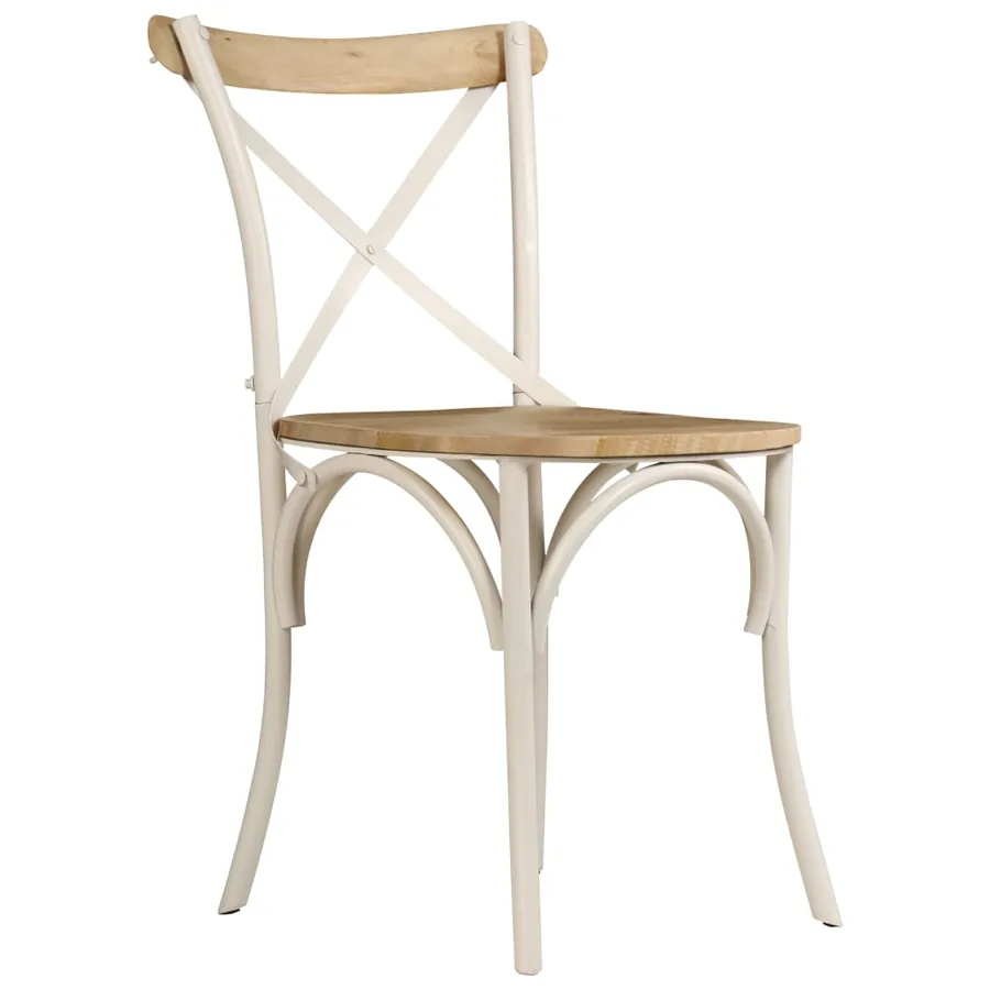 Chaises à dossier croisé lot de 4 blanc bois de manguier massif - 3