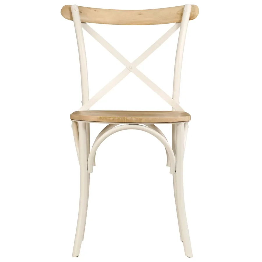 Chaises à dossier croisé lot de 4 blanc bois de manguier massif - 4
