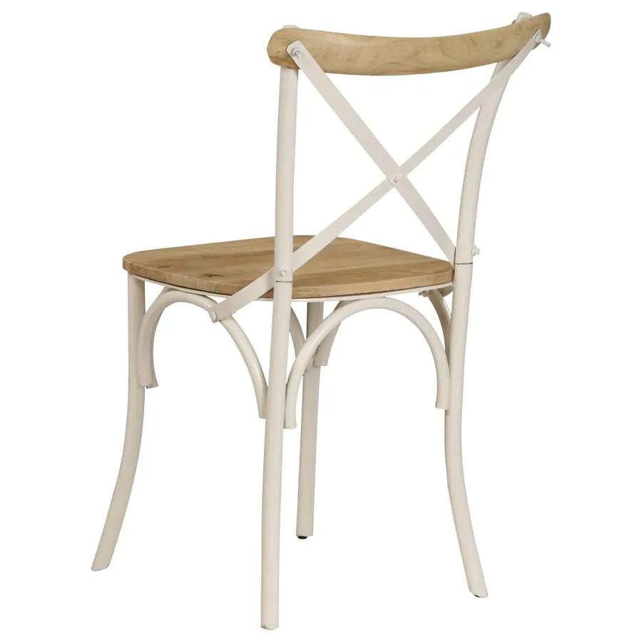 Chaises à dossier croisé lot de 4 blanc bois de manguier massif - 5