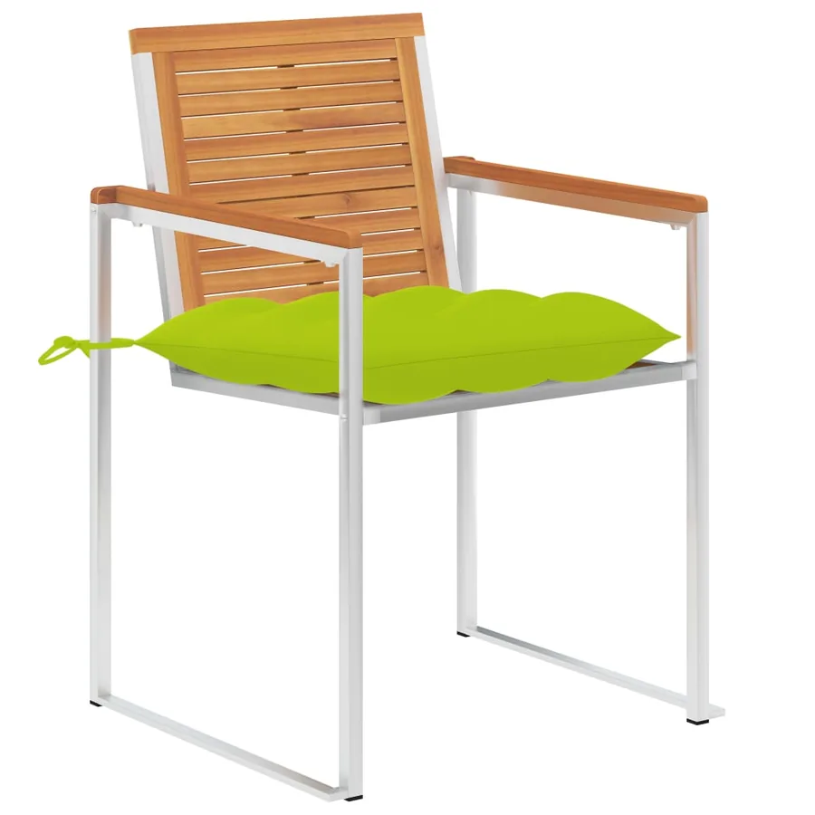 Chaises de jardin avec coussins lot de 2 Acacia solide et acier - 2