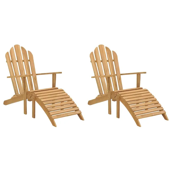 Chaises Adirondack avec repose-pieds lot de 2 Bois massif teck