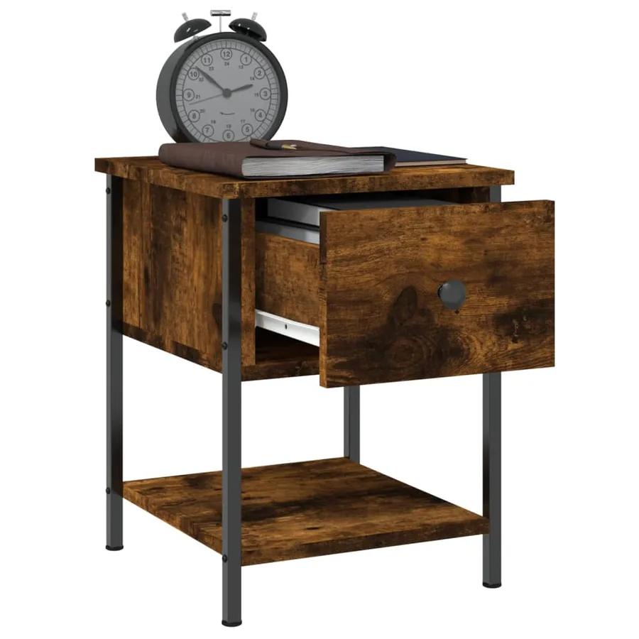 Tables de chevet 2pcs chêne fumé 34x35,5x45cm bois d’ingénierie - 5