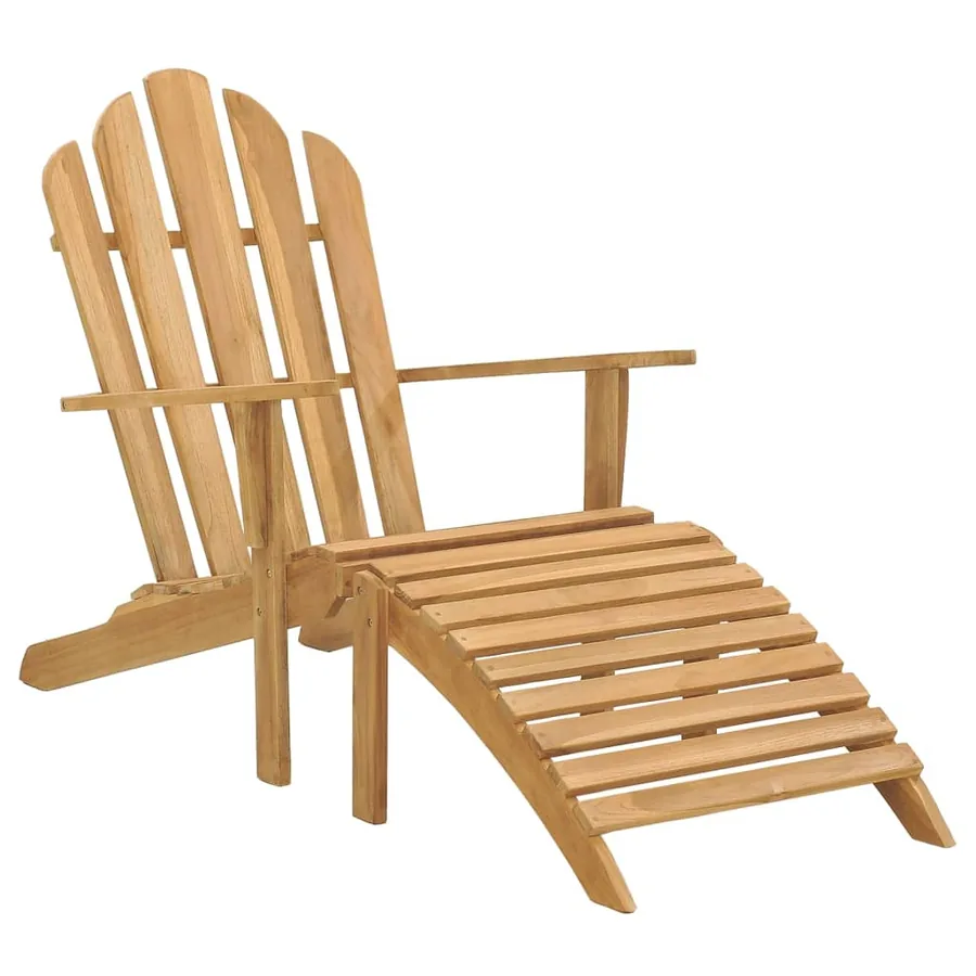 Chaise Adirondack avec repose-pied bois de teck solide