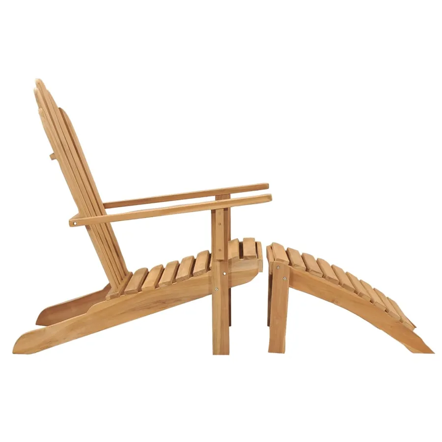 Chaise Adirondack avec repose-pied bois de teck solide - 3