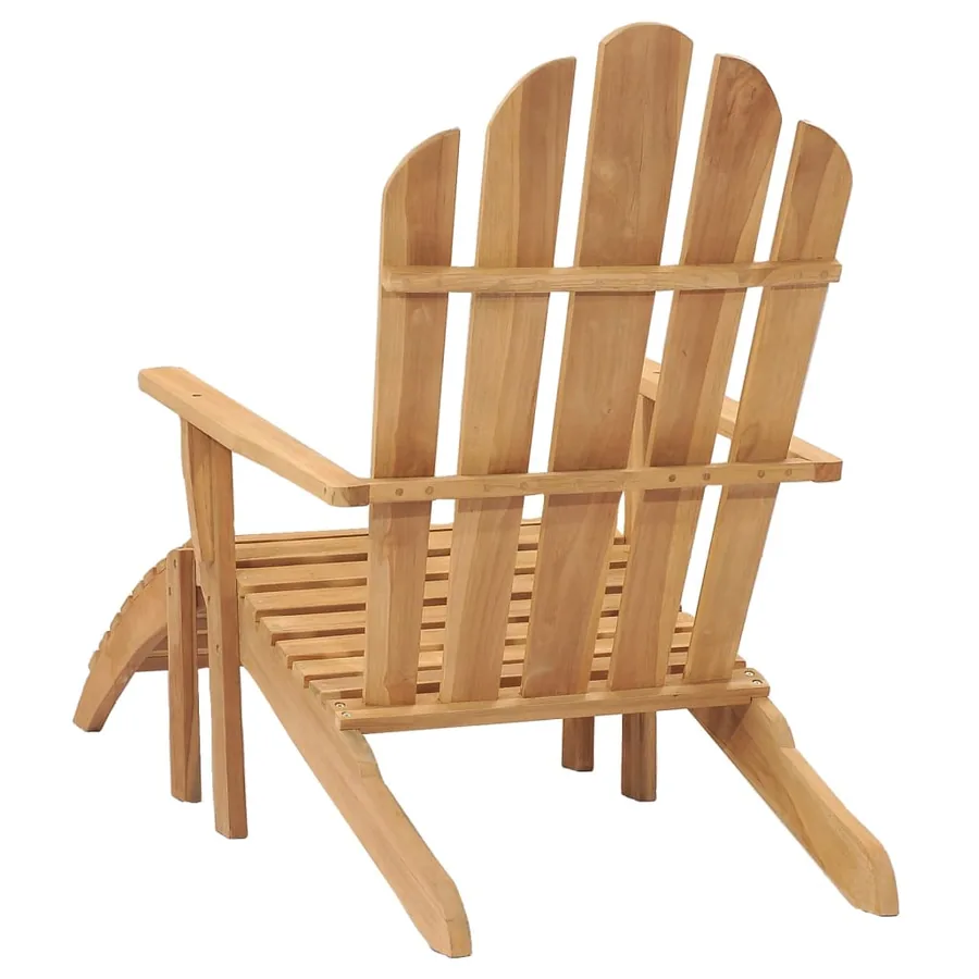 Chaise Adirondack avec repose-pied bois de teck solide - 4