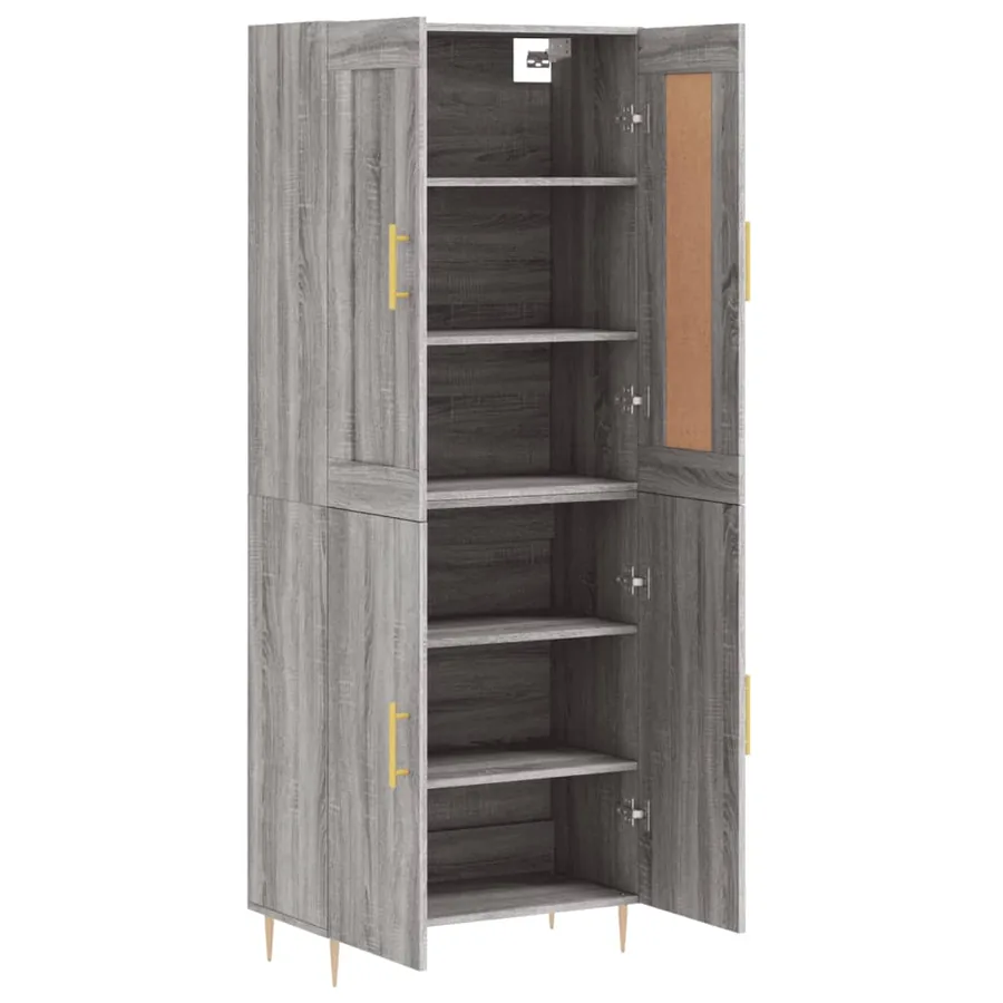 Buffet haut Sonoma gris 69,5x34x180 cm Bois d'ingénierie - 4