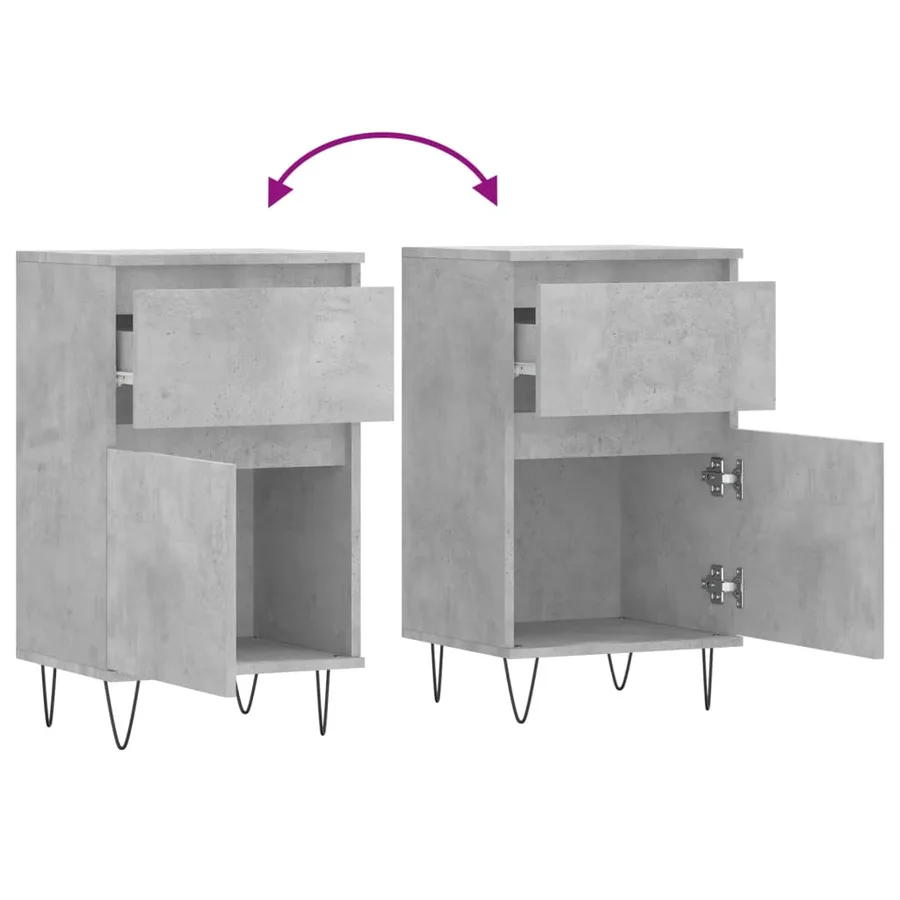 Buffet gris béton 40x35x70 cm bois d'ingénierie - 9