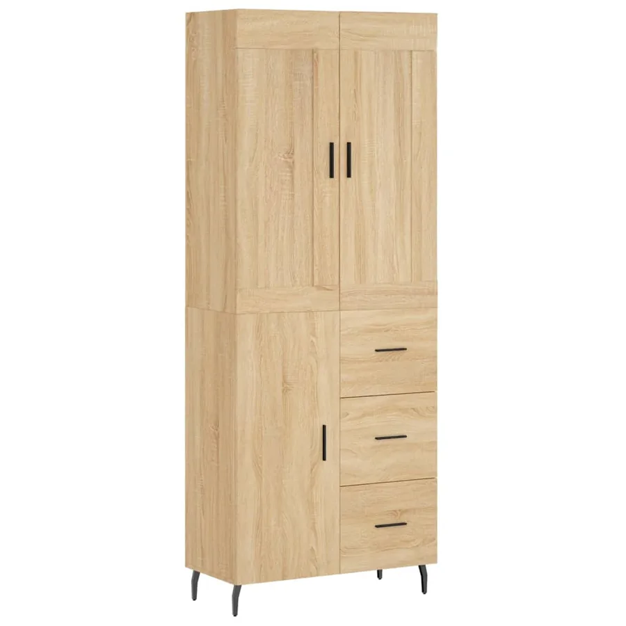 Buffet haut Chêne sonoma 69,5x34x180 cm Bois d'ingénierie - 2