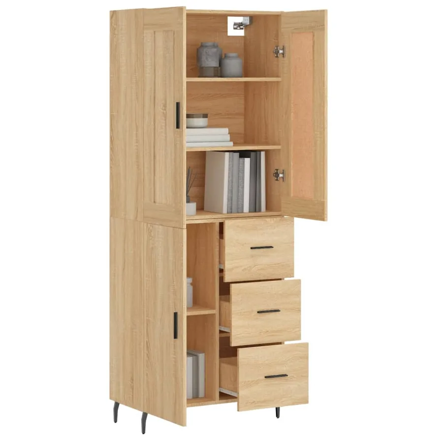 Buffet haut Chêne sonoma 69,5x34x180 cm Bois d'ingénierie - 3