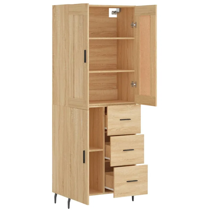 Buffet haut Chêne sonoma 69,5x34x180 cm Bois d'ingénierie - 4