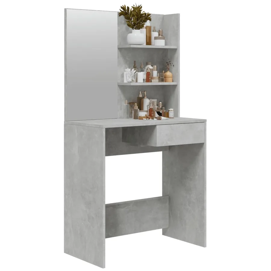 Coiffeuse avec miroir Gris béton 74,5x40x141 cm - 4