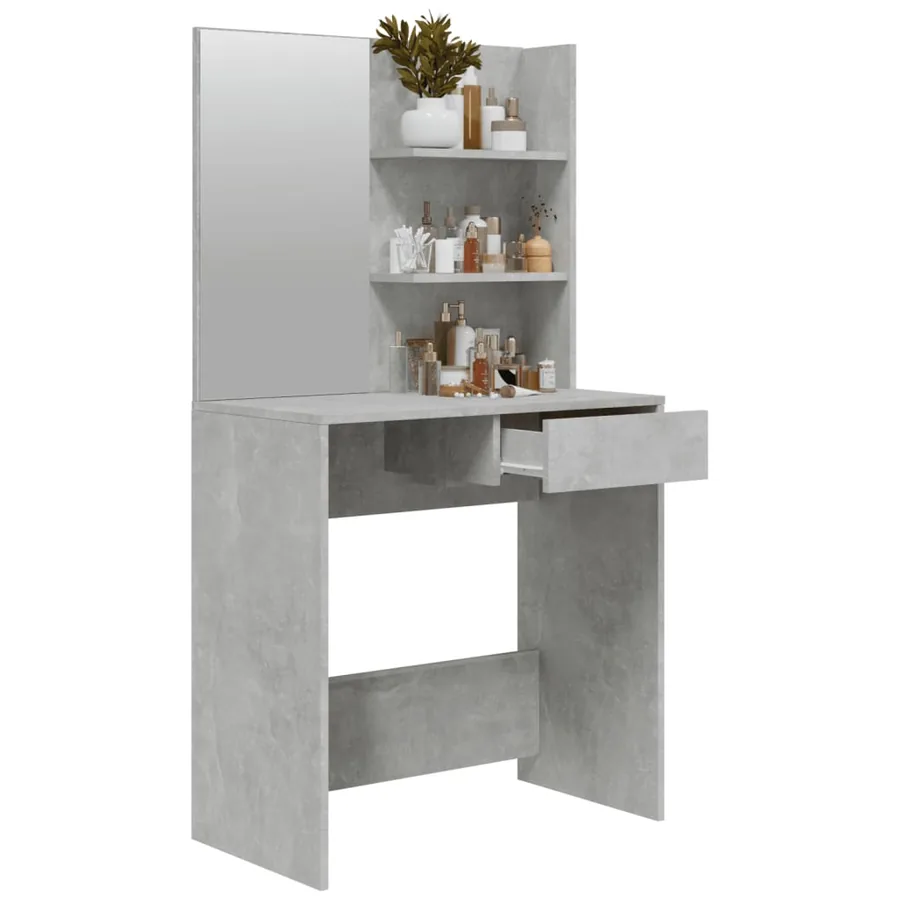 Coiffeuse avec miroir Gris béton 74,5x40x141 cm - 5