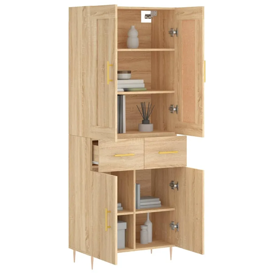 Buffet haut Chêne sonoma 69,5x34x180 cm Bois d'ingénierie - 3