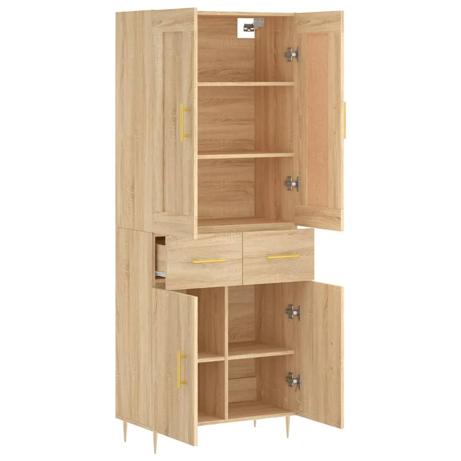 Buffet haut Chêne sonoma 69,5x34x180 cm Bois d'ingénierie - 4
