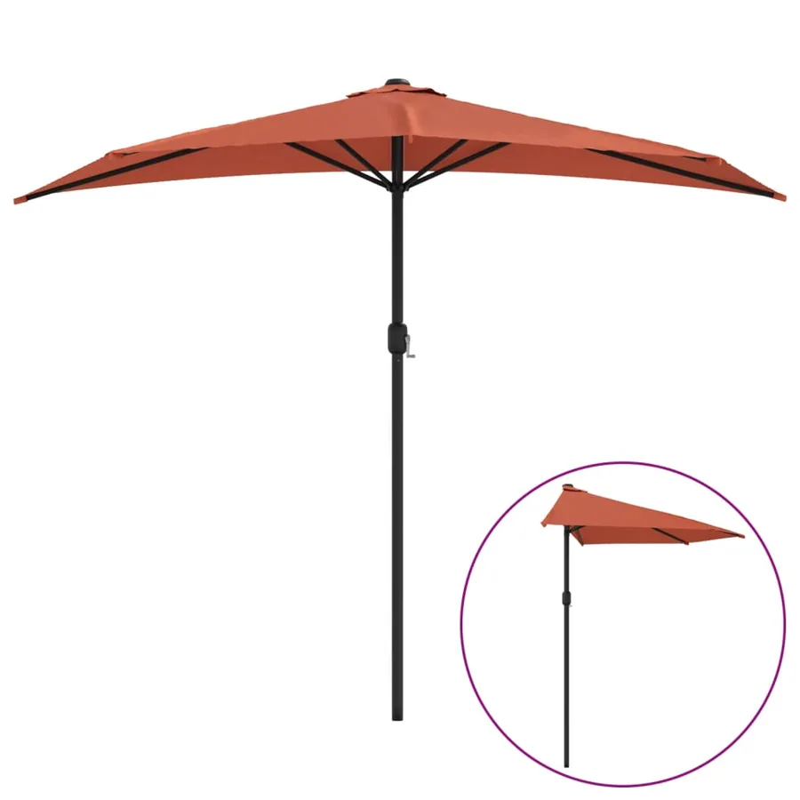 Parasol de balcon et mât en aluminium Terre cuite 270x144x222cm - 2