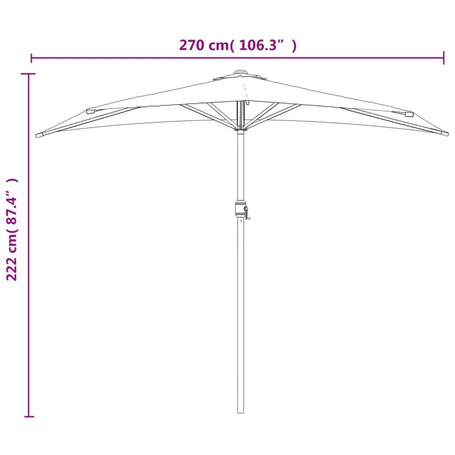 Parasol de balcon et mât en aluminium Terre cuite 270x144x222cm - 9