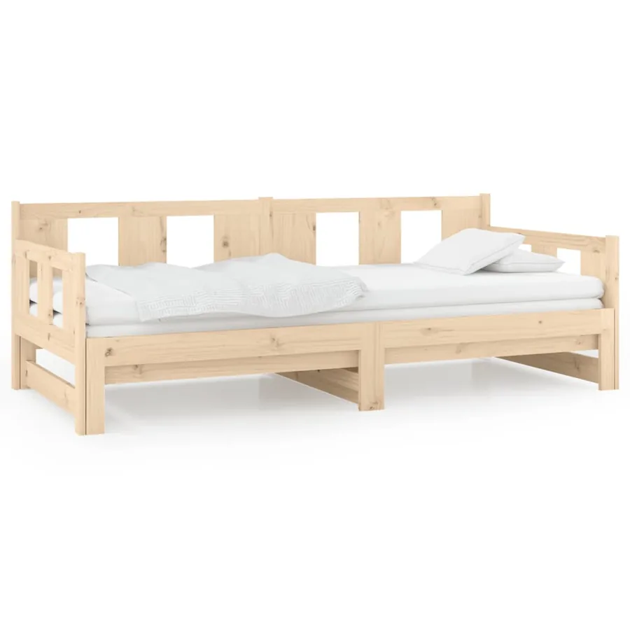 Lit coulissant sans matelas bois de pin solide 2x(80x200) cm - 2