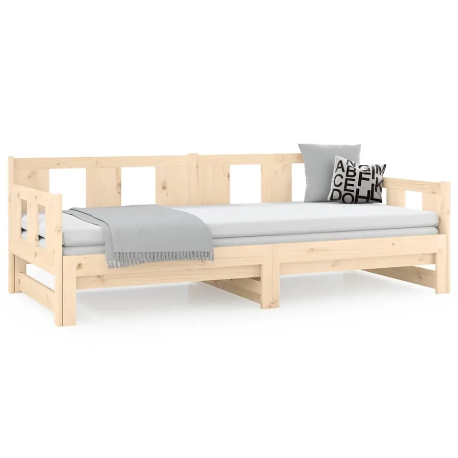 Lit coulissant sans matelas bois de pin solide 2x(80x200) cm - 5