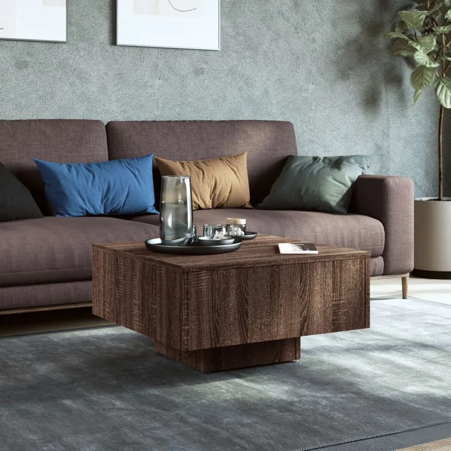 Table basse Chêne marron 60x60x31,5 cm Bois d'ingénierie - 3