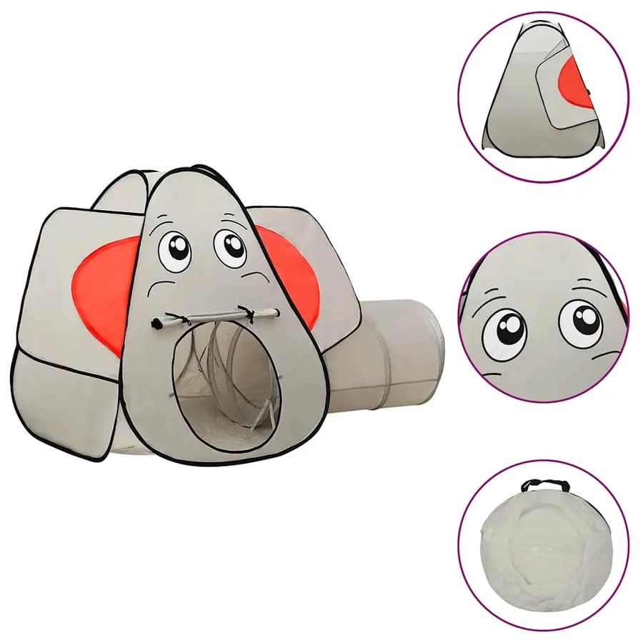Tente de jeu pour enfants 250 balles Éléphant Gris 174x86x101cm - 3