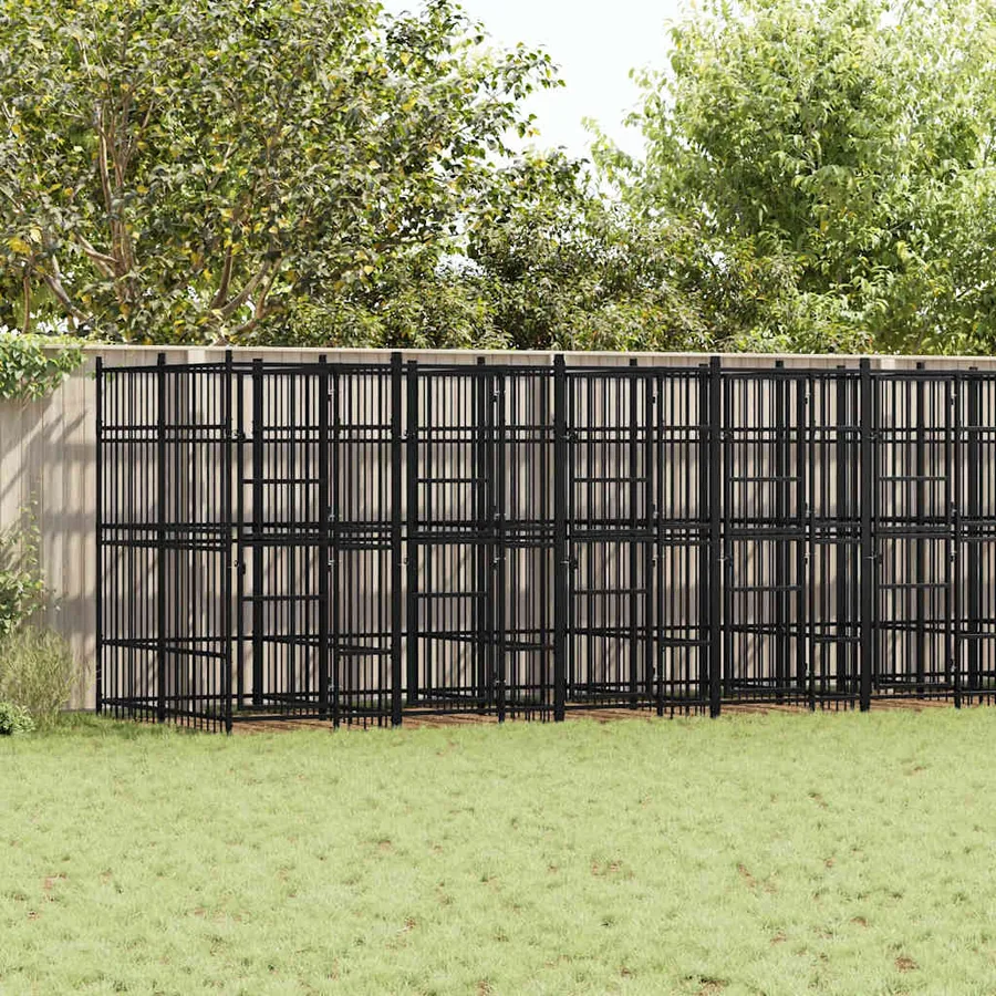 Chenil d'extérieur pour chiens Acier 16,59 m²