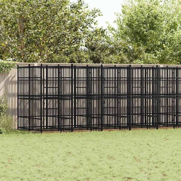 Chenil d'extérieur pour chiens Acier 16,59 m²