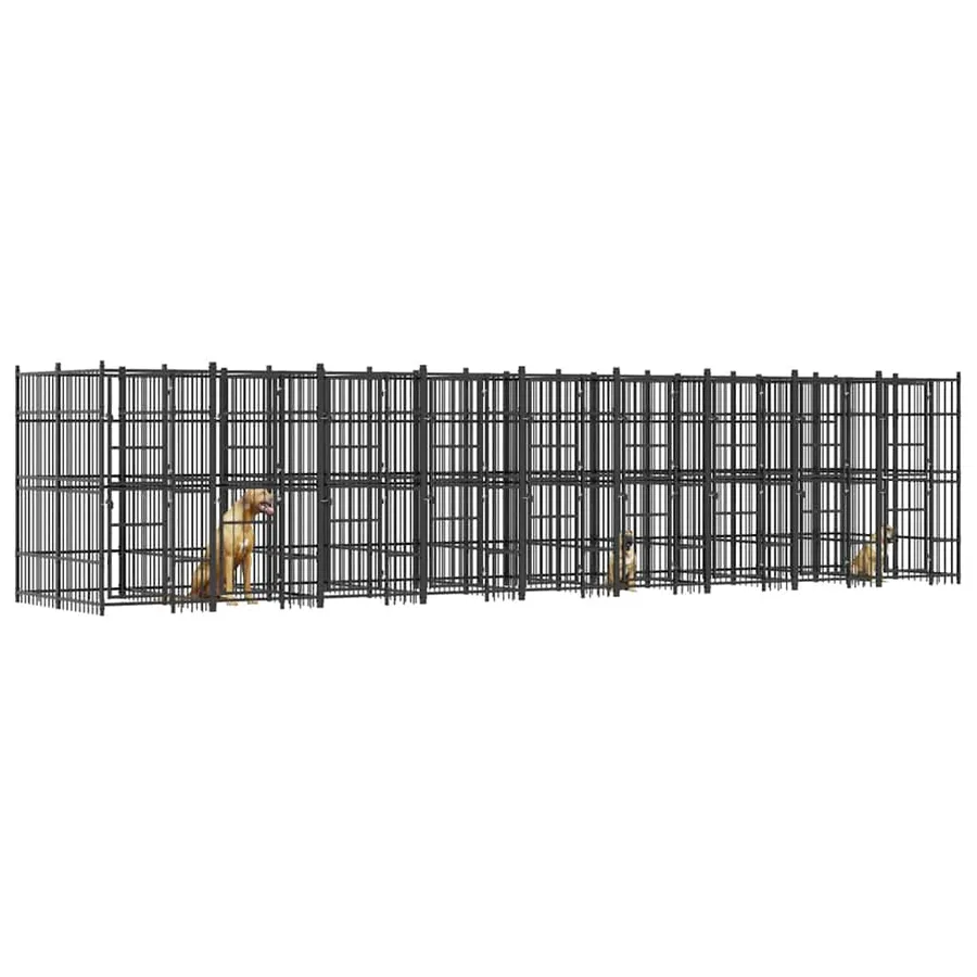 Chenil d'extérieur pour chiens Acier 16,59 m² - 4
