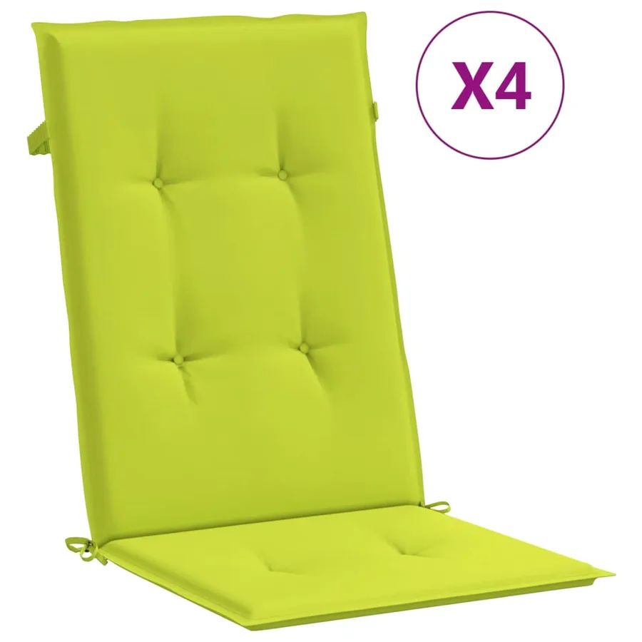 Coussins de chaise de jardin à dossier haut lot de 4 vert vif - 2