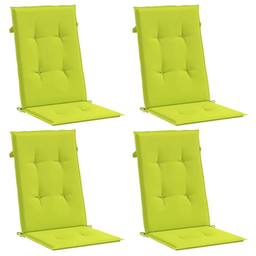 Coussins de chaise de jardin à dossier haut lot de 4 vert vif - 3